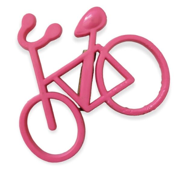 Vtg Bicycle Bike Brooch Pin Plastic Hot Pink Whimsical 70s 80s Open Work Quirky. - Picture 7 of 15